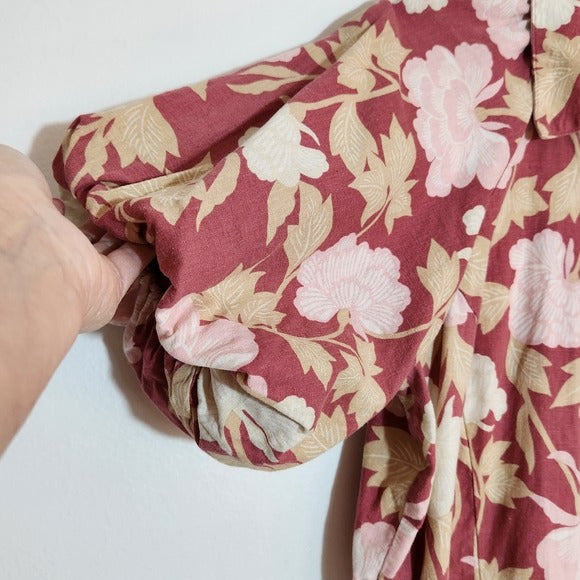 Ryegrass Rose Pink Floral Cropped Blouse Size Large