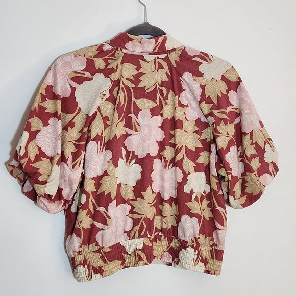 Ryegrass Rose Pink Floral Cropped Blouse Size Large