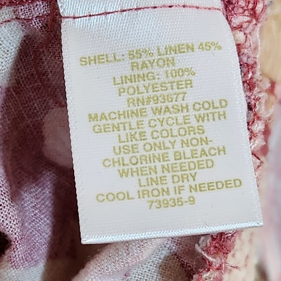 Ryegrass Rose Pink Floral Cropped Blouse Size Large