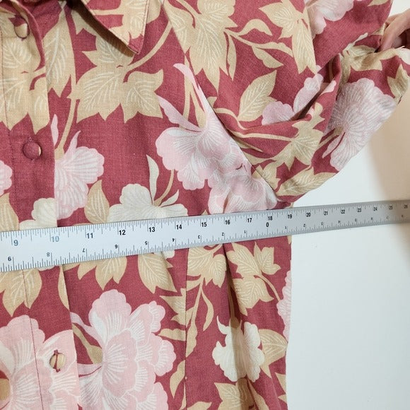 Ryegrass Rose Pink Floral Cropped Blouse Size Large