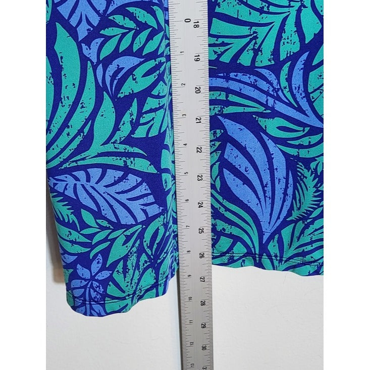 Swimsuits For All Purple and Green Tropical Leaf Print Swim Top Size 26/28