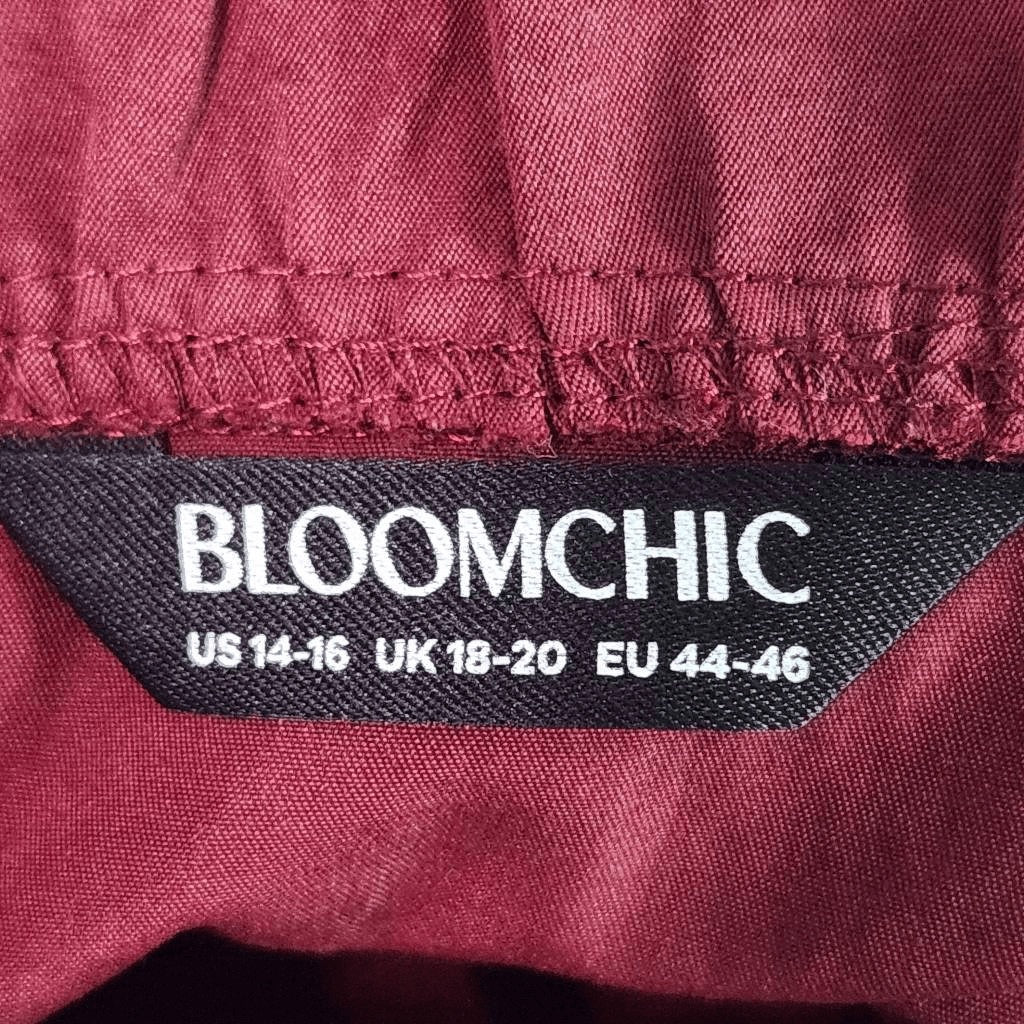 Bloomchic Oxblood Tiered Midi Dress Size 14/16 Burgundy Wedding Guest Dress