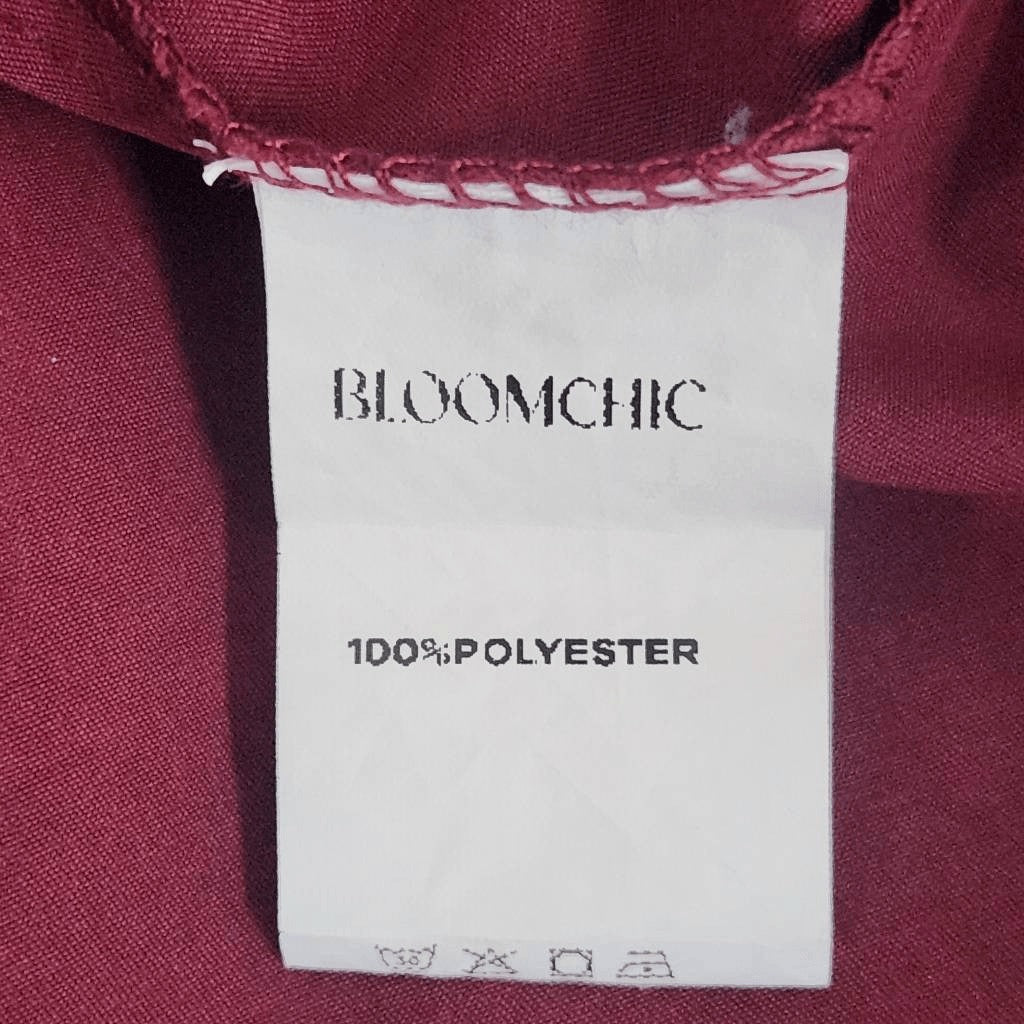 Bloomchic Oxblood Tiered Midi Dress Size 14/16 Burgundy Wedding Guest Dress