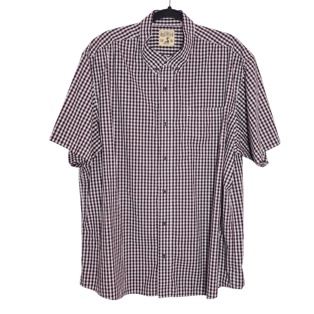RedHead Burgundy Plaid Short Sleeve Button Down Shirt NWOT Size 2XL