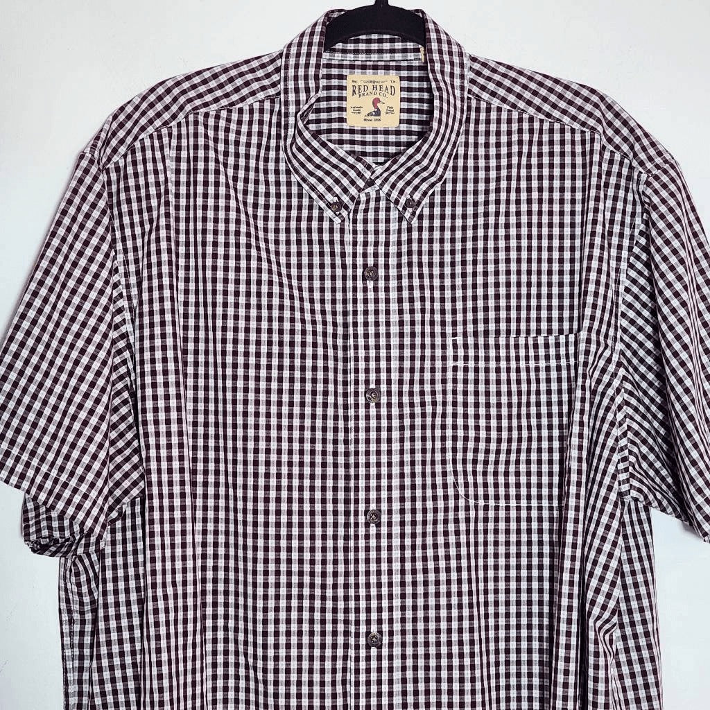 RedHead Burgundy Plaid Short Sleeve Button Down Shirt NWOT Size 2XL