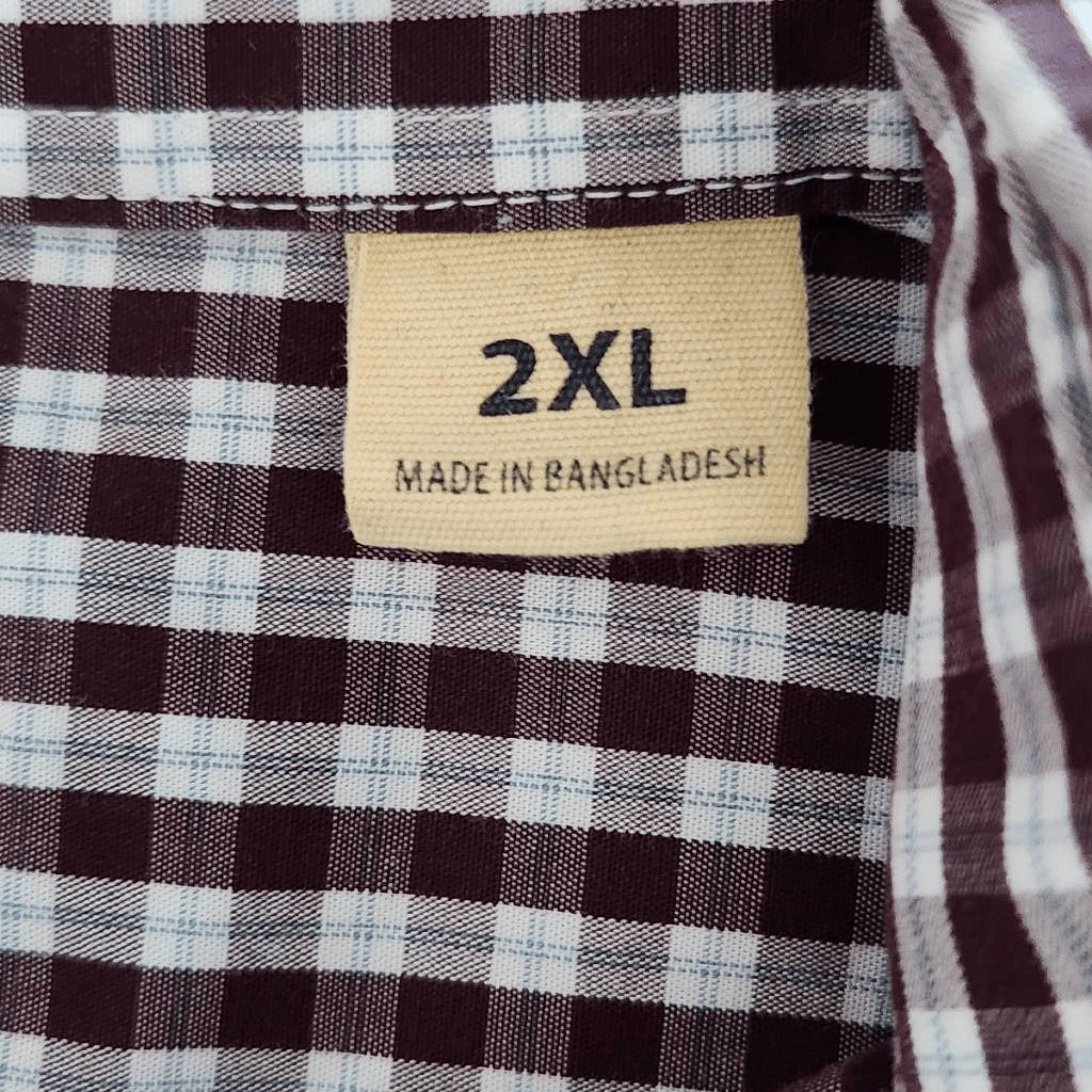 RedHead Burgundy Plaid Short Sleeve Button Down Shirt NWOT Size 2XL