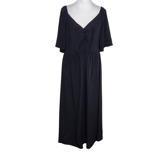 Pretty Garden Black Midi Dress Size Large Black Cottagecore Dress