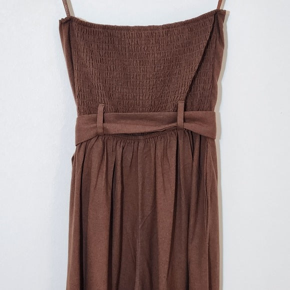 Monteau Brown Strapless Wide Leg Jumpsuit with Belt Size Small