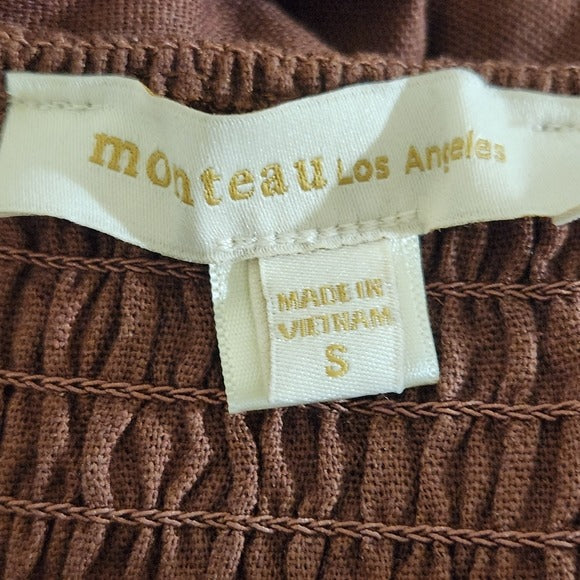 Monteau Brown Strapless Wide Leg Jumpsuit with Belt Size Small