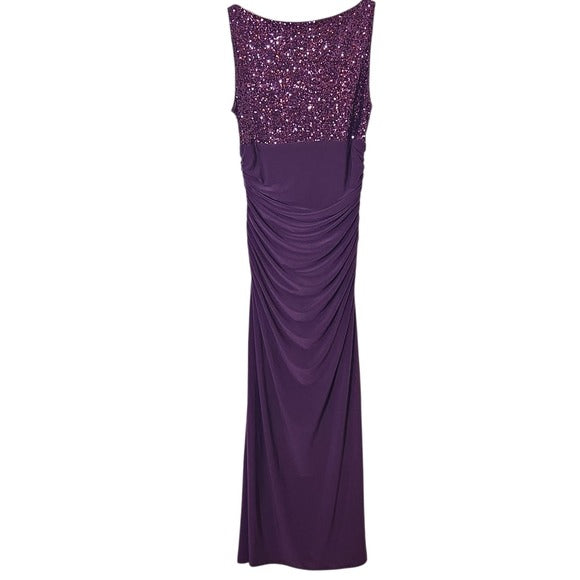 Lauren Ralph Lauren Sleeveless Purple Formal Dress with Sequin Top Size 12