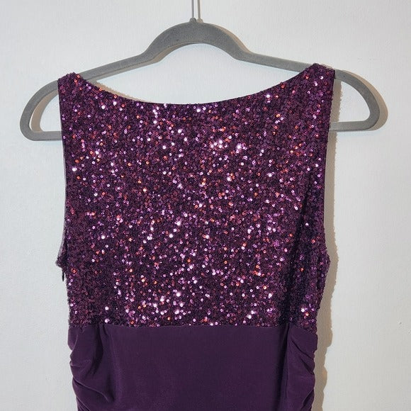 Lauren Ralph Lauren Sleeveless Purple Formal Dress with Sequin Top Size 12