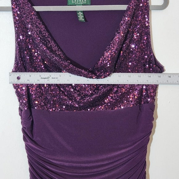 Lauren Ralph Lauren Sleeveless Purple Formal Dress with Sequin Top Size 12