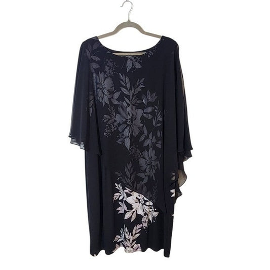 Ignite Evenings Black Floral Cocktail Dress Size 18W Wedding Guest Dress