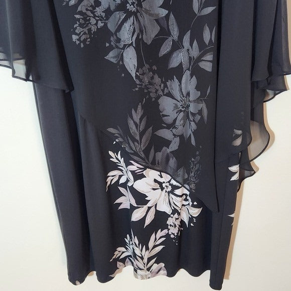 Ignite Evenings Black Floral Cocktail Dress Size 18W Wedding Guest Dress