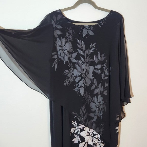 Ignite Evenings Black Floral Cocktail Dress Size 18W Wedding Guest Dress