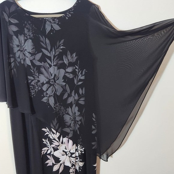 Ignite Evenings Black Floral Cocktail Dress Size 18W Wedding Guest Dress