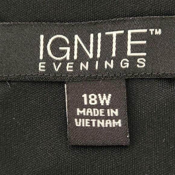 Ignite Evenings Black Floral Cocktail Dress Size 18W Wedding Guest Dress