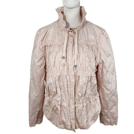 Chico's Light Pink Jacket with Layered Ruffles Size Medium Pink Satin Jacket