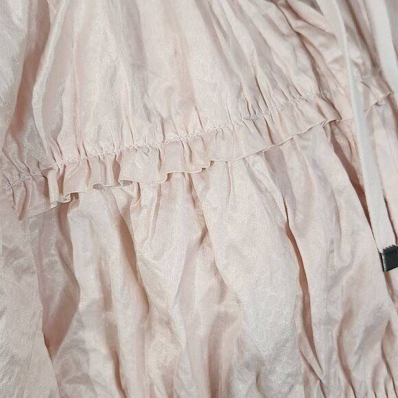 Chico's Light Pink Jacket with Layered Ruffles Size Medium Pink Satin Jacket