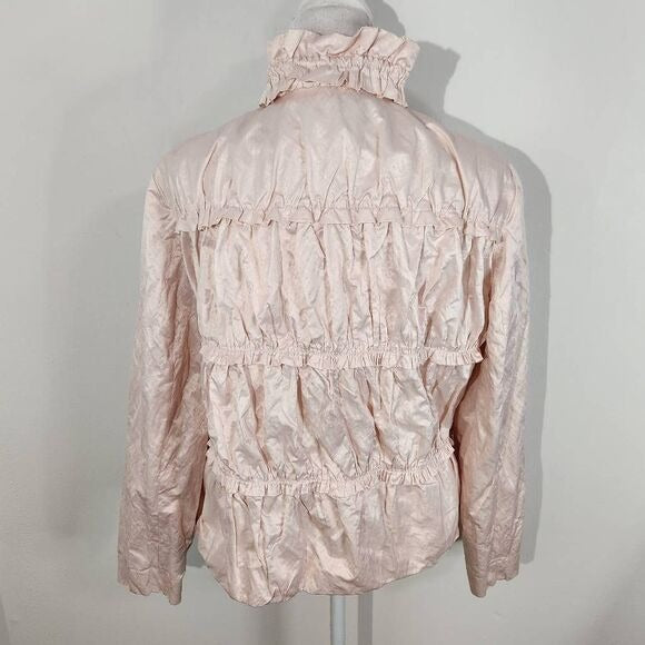 Chico's Light Pink Jacket with Layered Ruffles Size Medium Pink Satin Jacket
