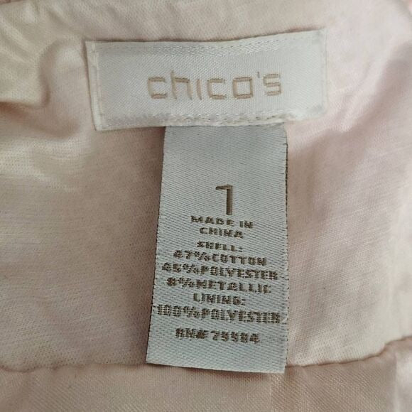 Chico's Light Pink Jacket with Layered Ruffles Size Medium Pink Satin Jacket