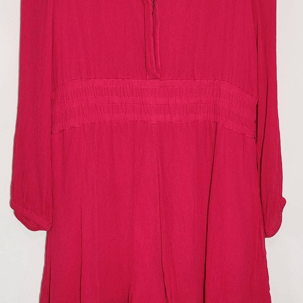 By Anthropologie Hot Pink Long Sleeve Romper Size Medium Anthropologie Romper