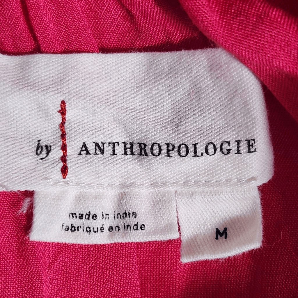 By Anthropologie Hot Pink Long Sleeve Romper Size Medium Anthropologie Romper