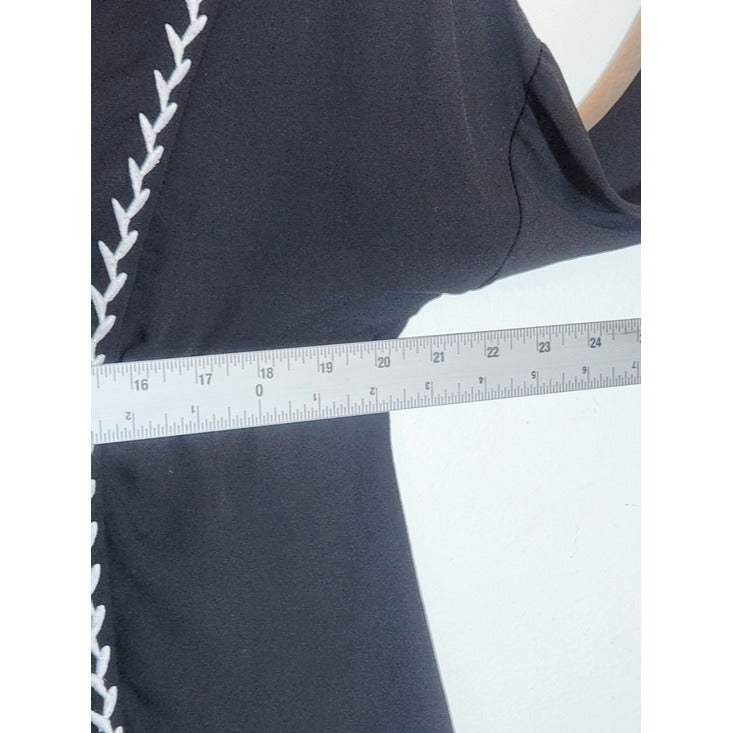 Strut & Bolt Black Embroidered Long Sleeve Blouse Size Large