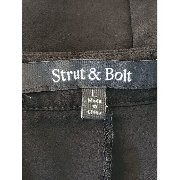 Strut & Bolt Black Embroidered Long Sleeve Blouse Size Large