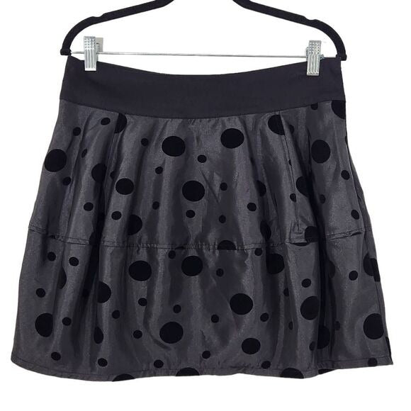 Vila Black Polka Dot Mini Skirt Size Medium Black Velvet Polka Dot Flirty Skirt