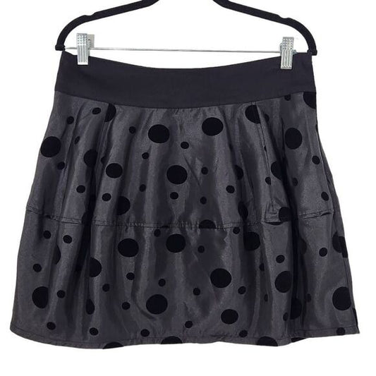 Vila Black Polka Dot Mini Skirt Size Medium Black Velvet Polka Dot Flirty Skirt