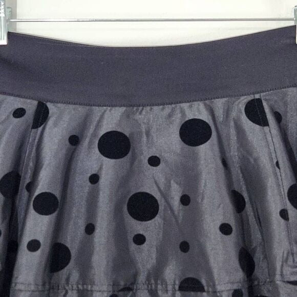 Vila Black Polka Dot Mini Skirt Size Medium Black Velvet Polka Dot Flirty Skirt