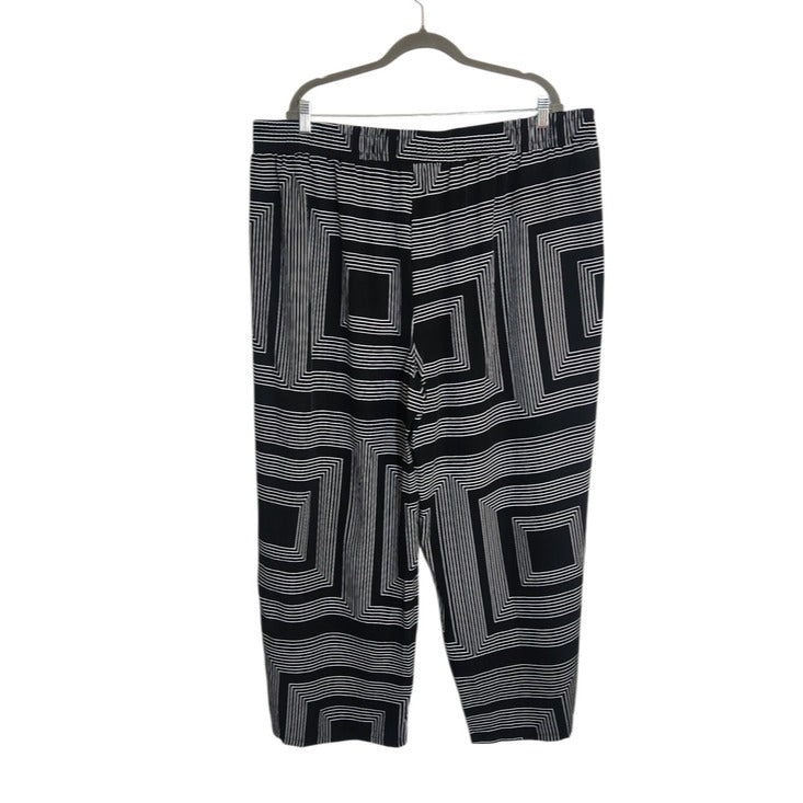 Messini Black and White Geometric Wide Leg Pull On Pants Size 3X NWT