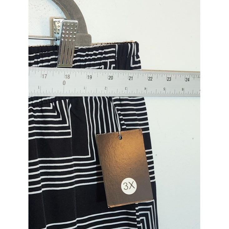 Messini Black and White Geometric Wide Leg Pull On Pants Size 3X NWT