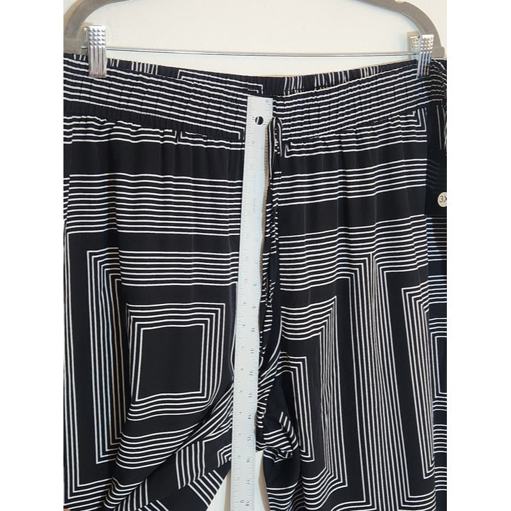 Messini Black and White Geometric Wide Leg Pull On Pants Size 3X NWT