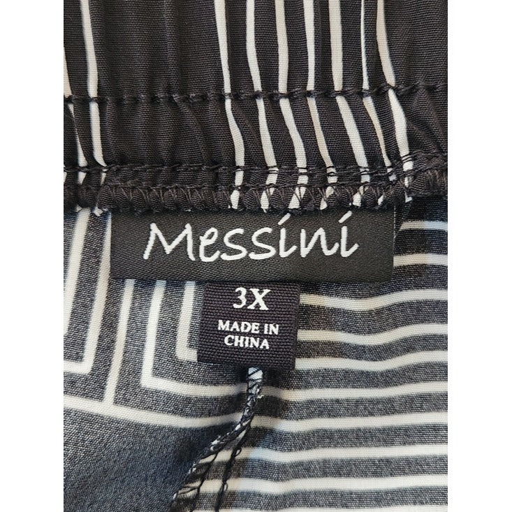 Messini Black and White Geometric Wide Leg Pull On Pants Size 3X NWT