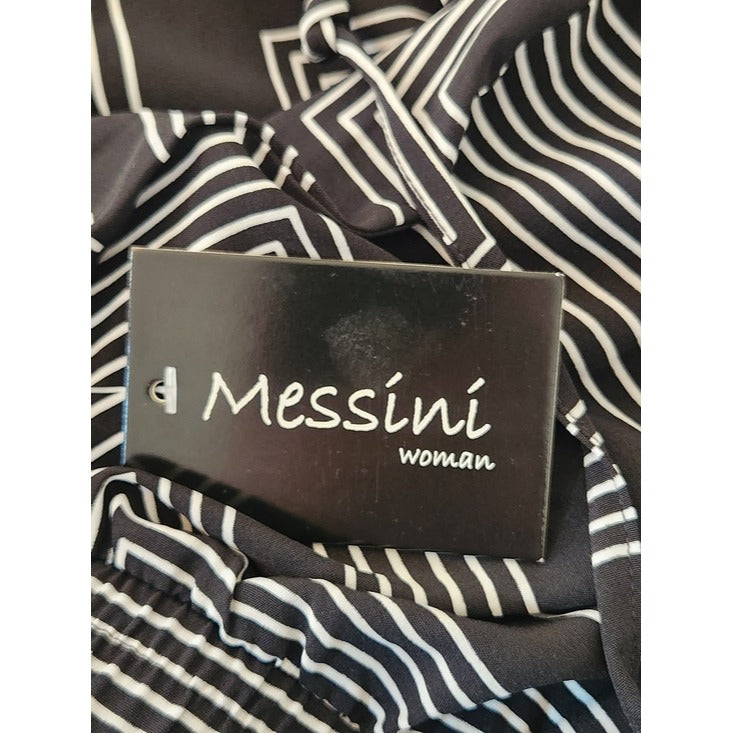 Messini Black and White Geometric Wide Leg Pull On Pants Size 3X NWT
