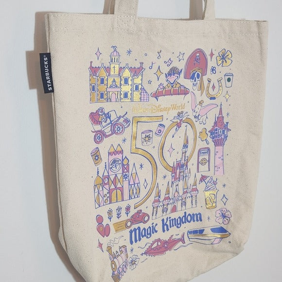 Walt Disney 50 Anniversary Magic Kingdom Starbucks Been There Series Canvas Bag