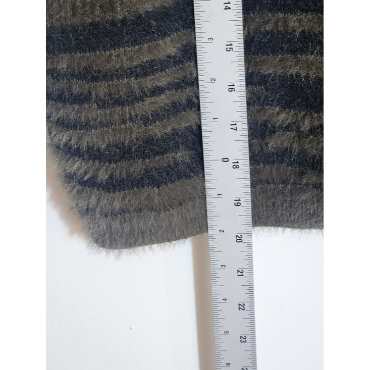 Jessica Simpson Green and Black Fuzzy Cropped Mock Neck Sweater Size XL