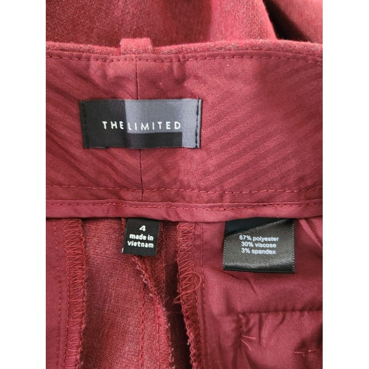 The Limited Burgundy Ankle Pants with Zippered Pockets Size 4