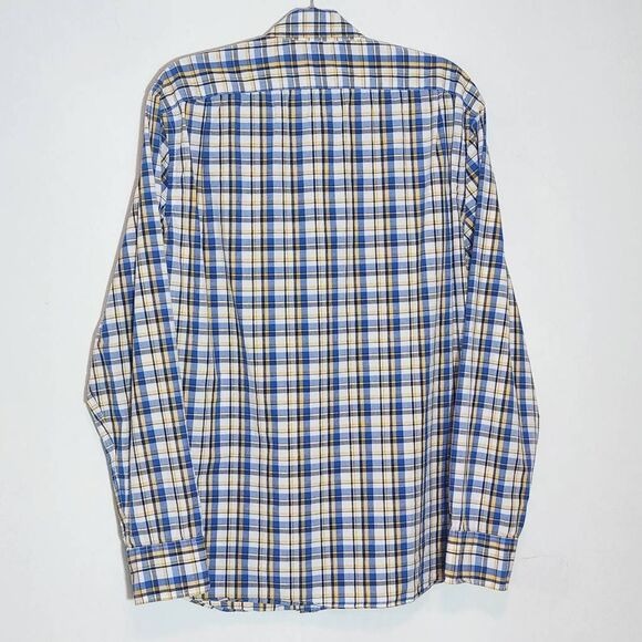 J. Crew Yellow and Blue Plaid Button Down Shirt Size Large Preppy Plaid Shirt