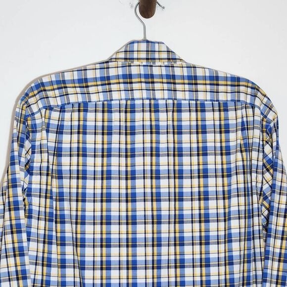 J. Crew Yellow and Blue Plaid Button Down Shirt Size Large Preppy Plaid Shirt