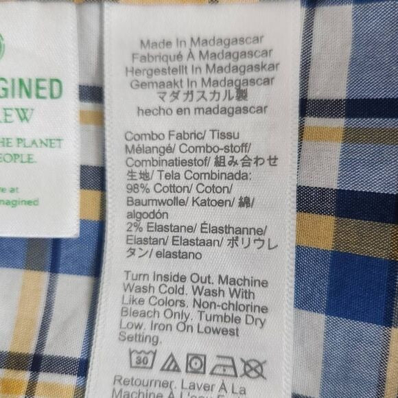J. Crew Yellow and Blue Plaid Button Down Shirt Size Large Preppy Plaid Shirt