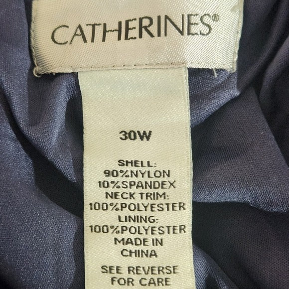 Catherines Navy Formal Lace Top With Sequin Detail Size 30W NWT