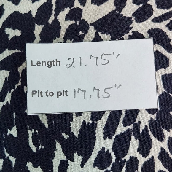 Zara Black and Cream Leopard Print Top with Mock Neck Style Size Medium