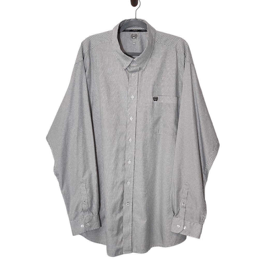 Cinch White and Black Check Button-Down Shirt Size XXL Long Sleeve Dress Shirt