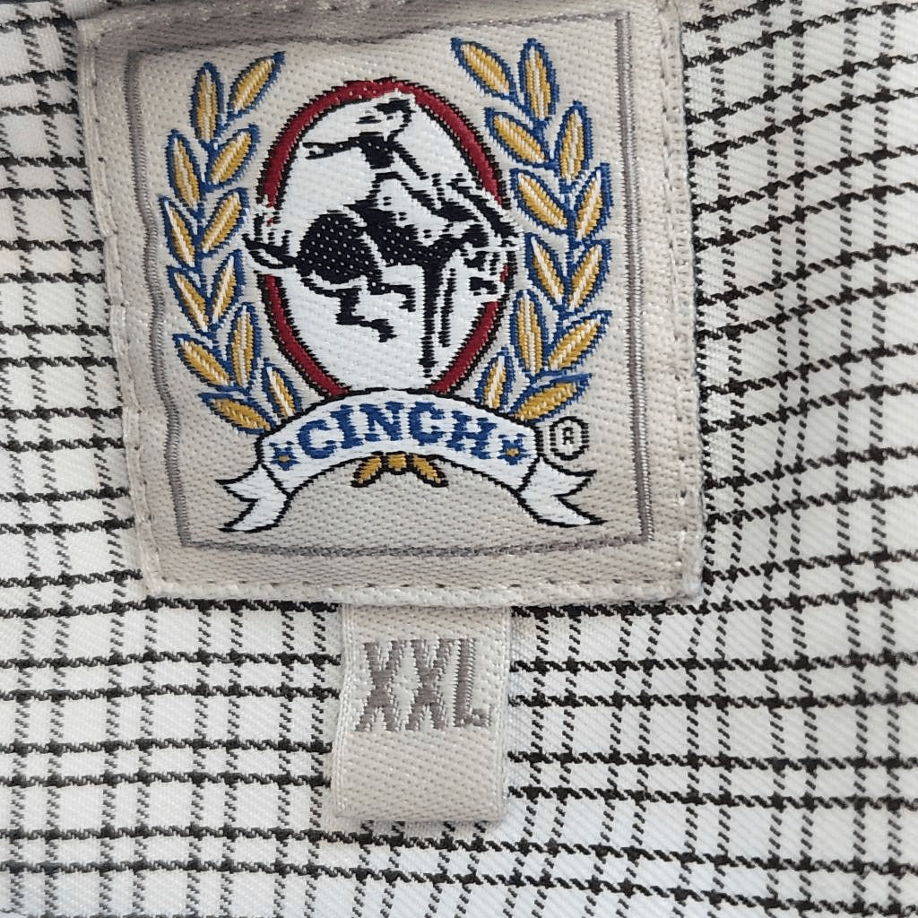 Cinch White and Black Check Button-Down Shirt Size XXL Long Sleeve Dress Shirt