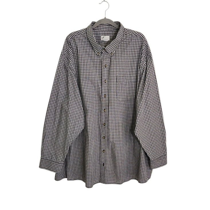 HB Harbor Bay Black and White Plaid Button Down Shirt Size 4XLT