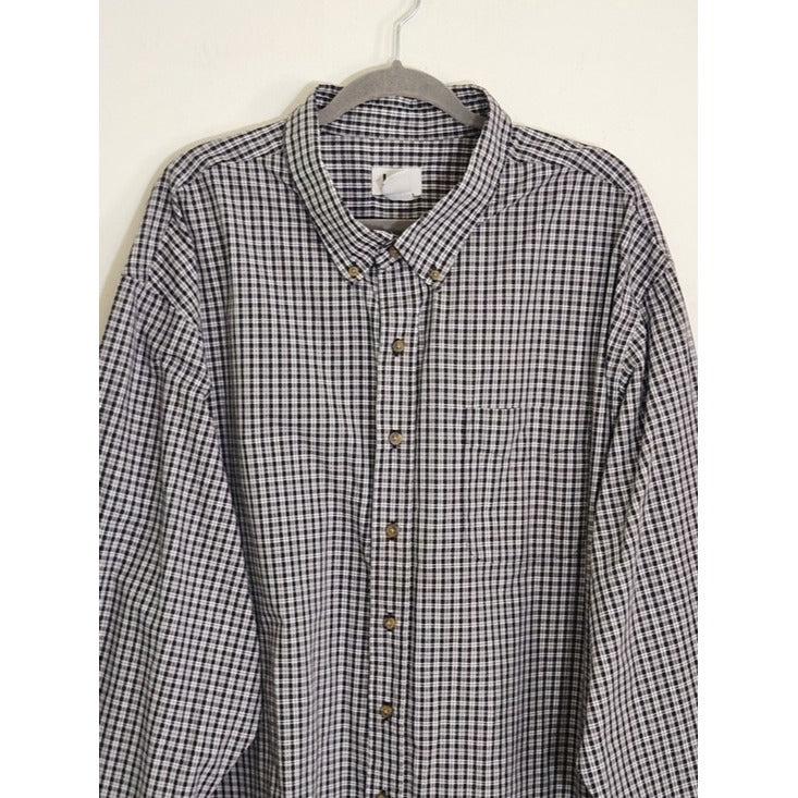 HB Harbor Bay Black and White Plaid Button Down Shirt Size 4XLT