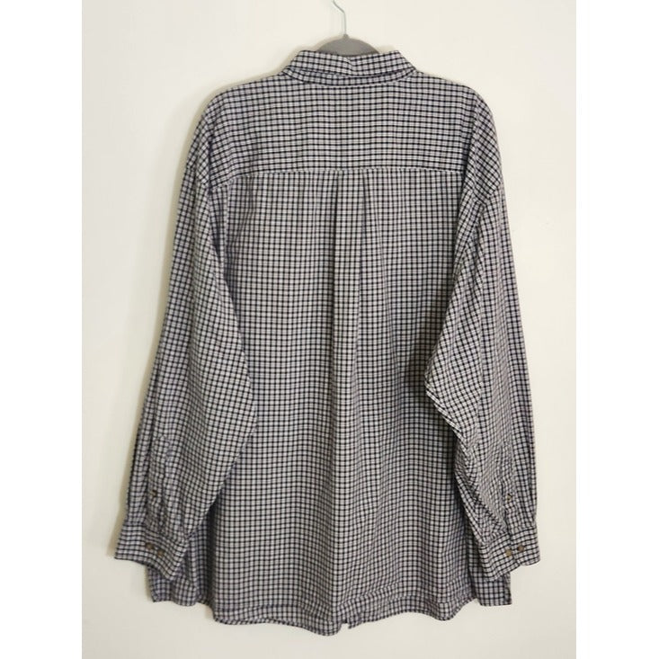 HB Harbor Bay Black and White Plaid Button Down Shirt Size 4XLT